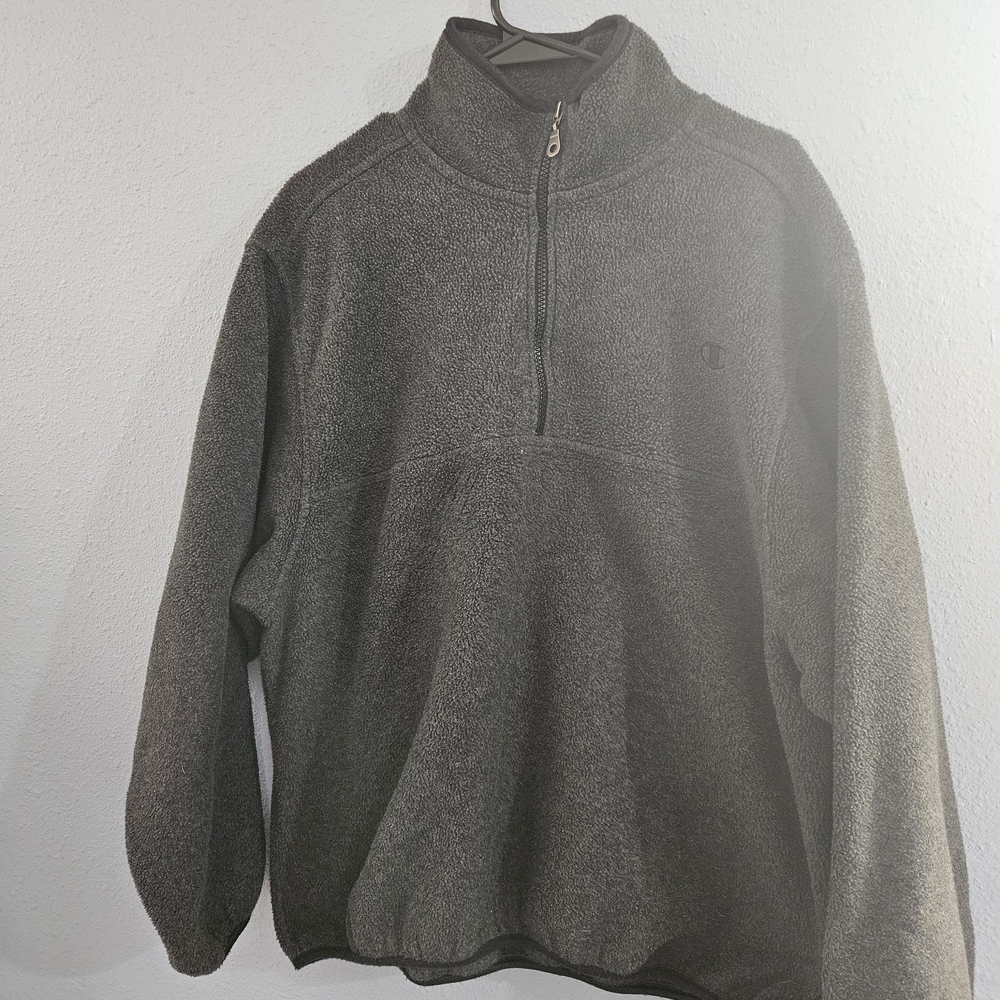 Champion Men's Pullover Zip Fleece Size L Gray Vintage‎